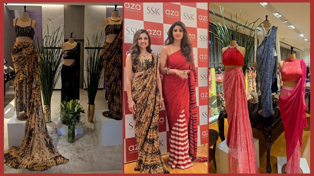 shilpa shetty kundra x aza fashion unveil ROAR collection of glam and bold sarees