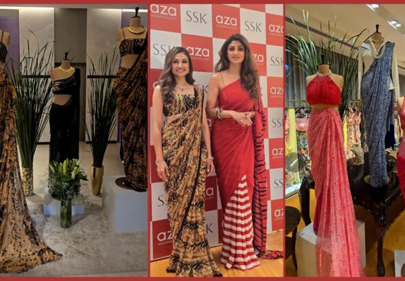 shilpa shetty kundra x aza fashion unveil ROAR collection of glam and bold sarees