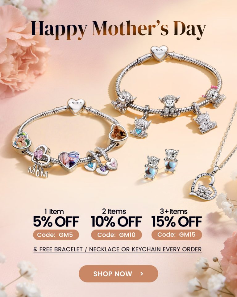 GNOCE personalized silver and gold charms for Mother's Day gift