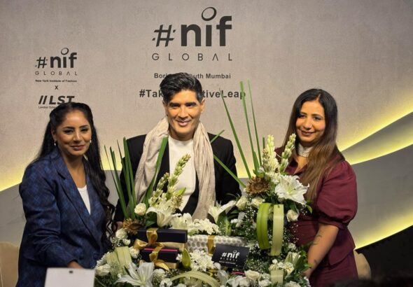Fashion icon Manish Malhotra interacting with design students at NIF Global Borivali campus in Mumbai