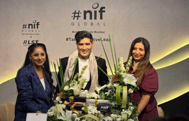 Fashion icon Manish Malhotra interacting with design students at NIF Global Borivali campus in Mumbai