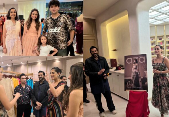 Dr. Alka Nishar Devangi Nishar Parekh with Dia Mirza and Rocky S at Aza Fashion Magazine cover unveiling