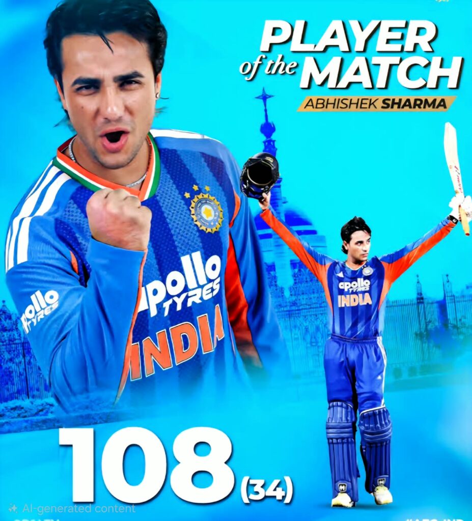 Abhishek Sharma makes history with 108 runs out of 34 balls!