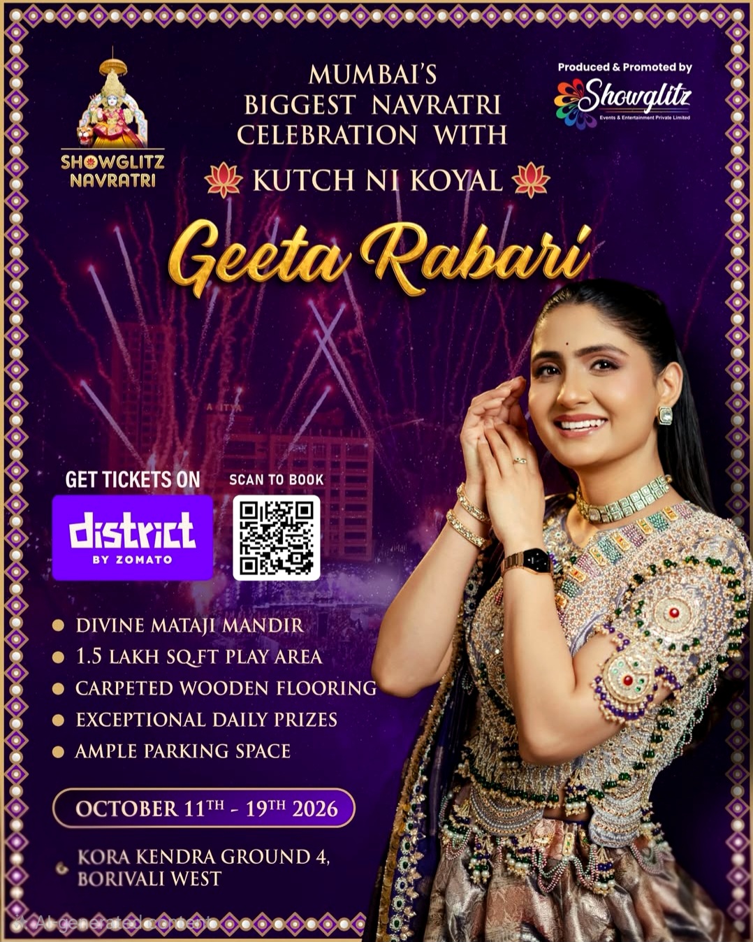 Geeta Rabari  at the Korakendra Ground Borivali this Navratri 2026