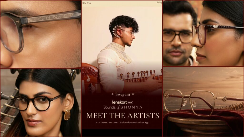 LLenskart Shunya eyewear collection inspired by Indian music, featuring contemporary eyeglass and sunglass styles