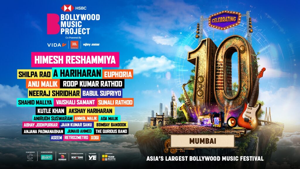 HSBC Bollywood Music Project 2026 poster — Asia's largest Bollywood music festival at Jio World Garden